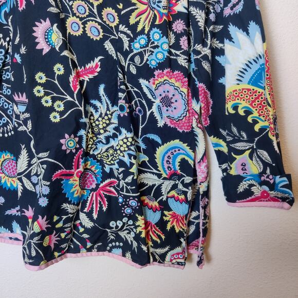 J. Peterman Epiphany Long Sleeve Cotton Tunic Small Black Colorful Boho Paisley - Picture 6 of 12